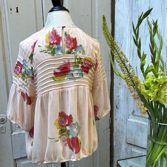 ANTHROPOLOGIE,  ONE FINE DAY SHEER FLORAL SHIRT  Size M - Picture 6 of 9
